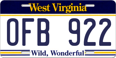 WV license plate OFB922