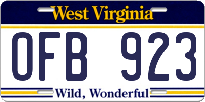 WV license plate OFB923
