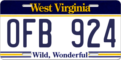 WV license plate OFB924