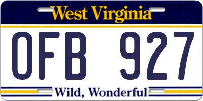 WV license plate OFB927
