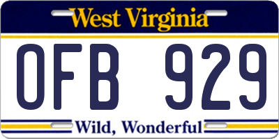 WV license plate OFB929