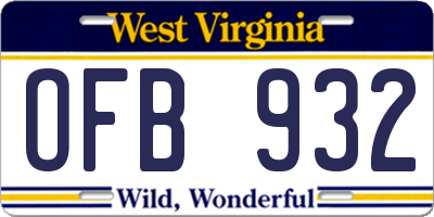 WV license plate OFB932