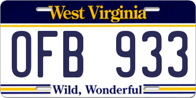 WV license plate OFB933
