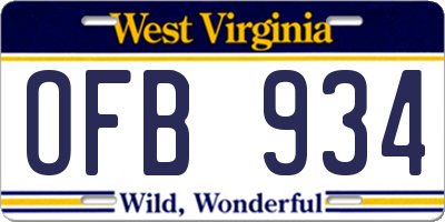 WV license plate OFB934