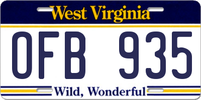 WV license plate OFB935