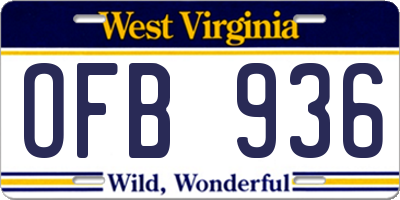 WV license plate OFB936