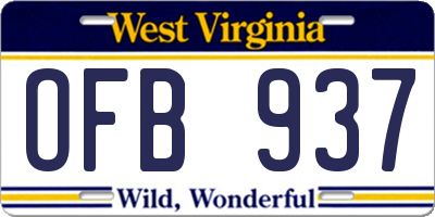 WV license plate OFB937