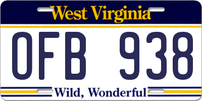 WV license plate OFB938