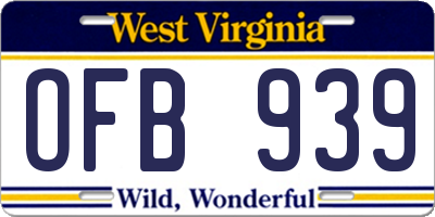WV license plate OFB939