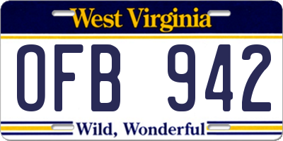 WV license plate OFB942