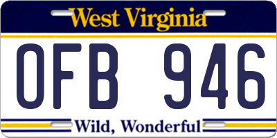 WV license plate OFB946