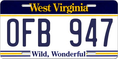 WV license plate OFB947