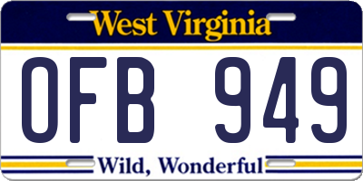 WV license plate OFB949