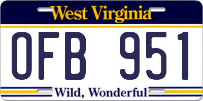 WV license plate OFB951