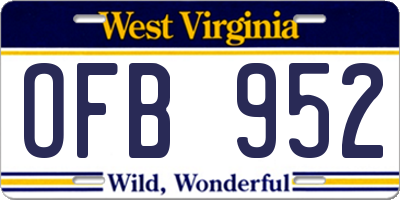 WV license plate OFB952