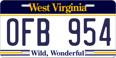 WV license plate OFB954