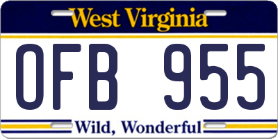 WV license plate OFB955