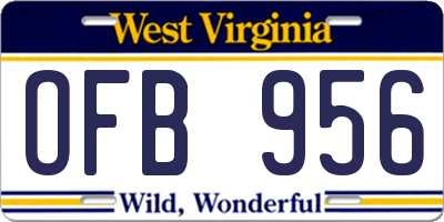 WV license plate OFB956
