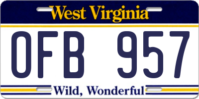 WV license plate OFB957