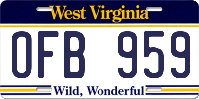 WV license plate OFB959