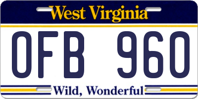 WV license plate OFB960
