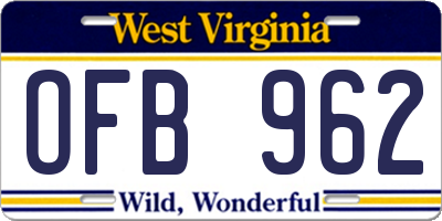 WV license plate OFB962