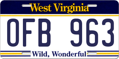WV license plate OFB963