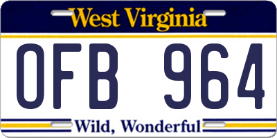 WV license plate OFB964