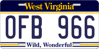 WV license plate OFB966