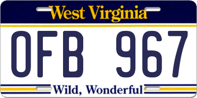 WV license plate OFB967