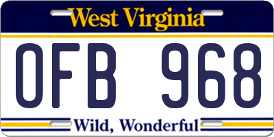 WV license plate OFB968