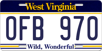 WV license plate OFB970