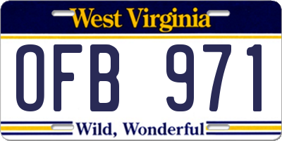 WV license plate OFB971