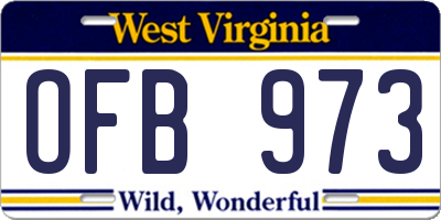 WV license plate OFB973