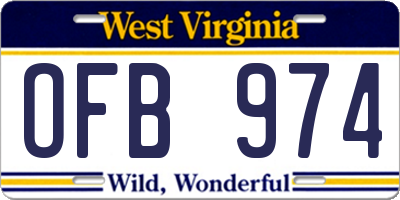 WV license plate OFB974