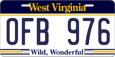 WV license plate OFB976