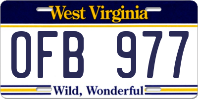WV license plate OFB977