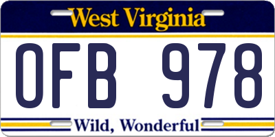 WV license plate OFB978