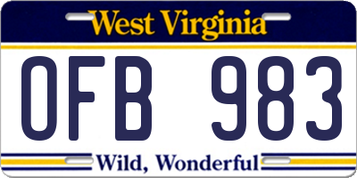 WV license plate OFB983