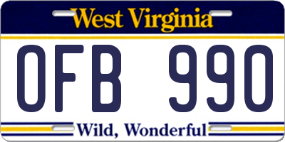 WV license plate OFB990