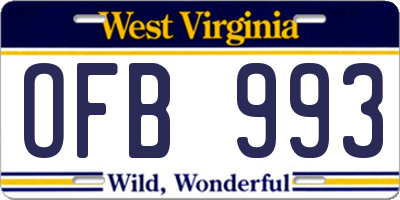 WV license plate OFB993