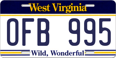 WV license plate OFB995