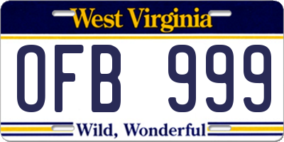 WV license plate OFB999