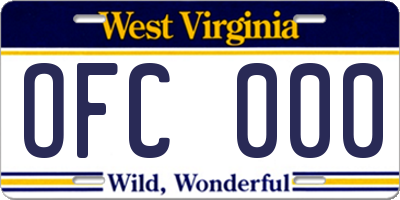WV license plate OFC000