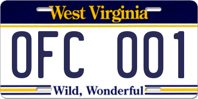 WV license plate OFC001