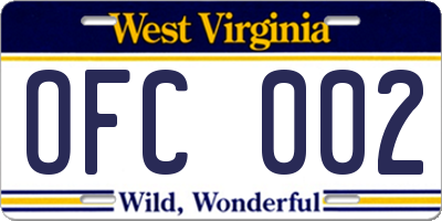 WV license plate OFC002