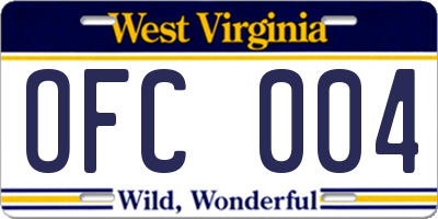 WV license plate OFC004