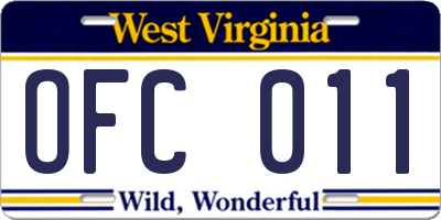 WV license plate OFC011