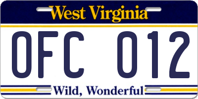 WV license plate OFC012