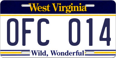WV license plate OFC014
